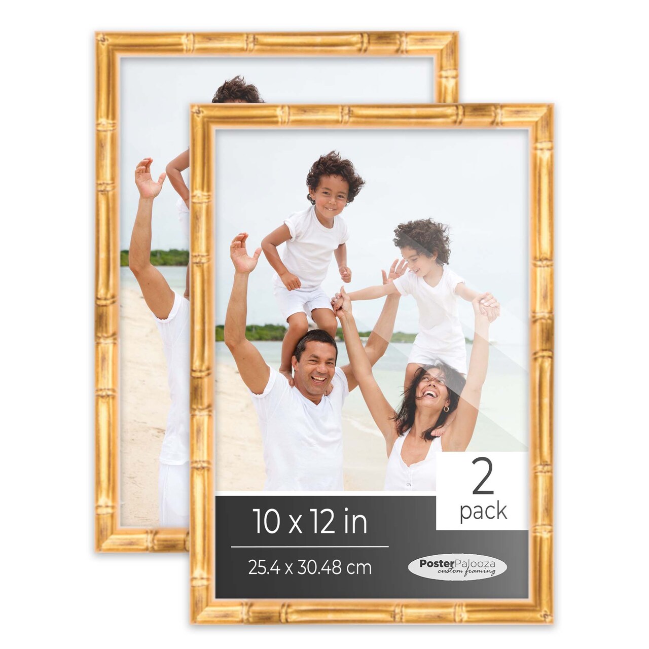 Pack of 2 Gold Bamboo Picture Frames | Solid Wood | UV-Resistant Acrylic | Easy Gallery Wall Setup